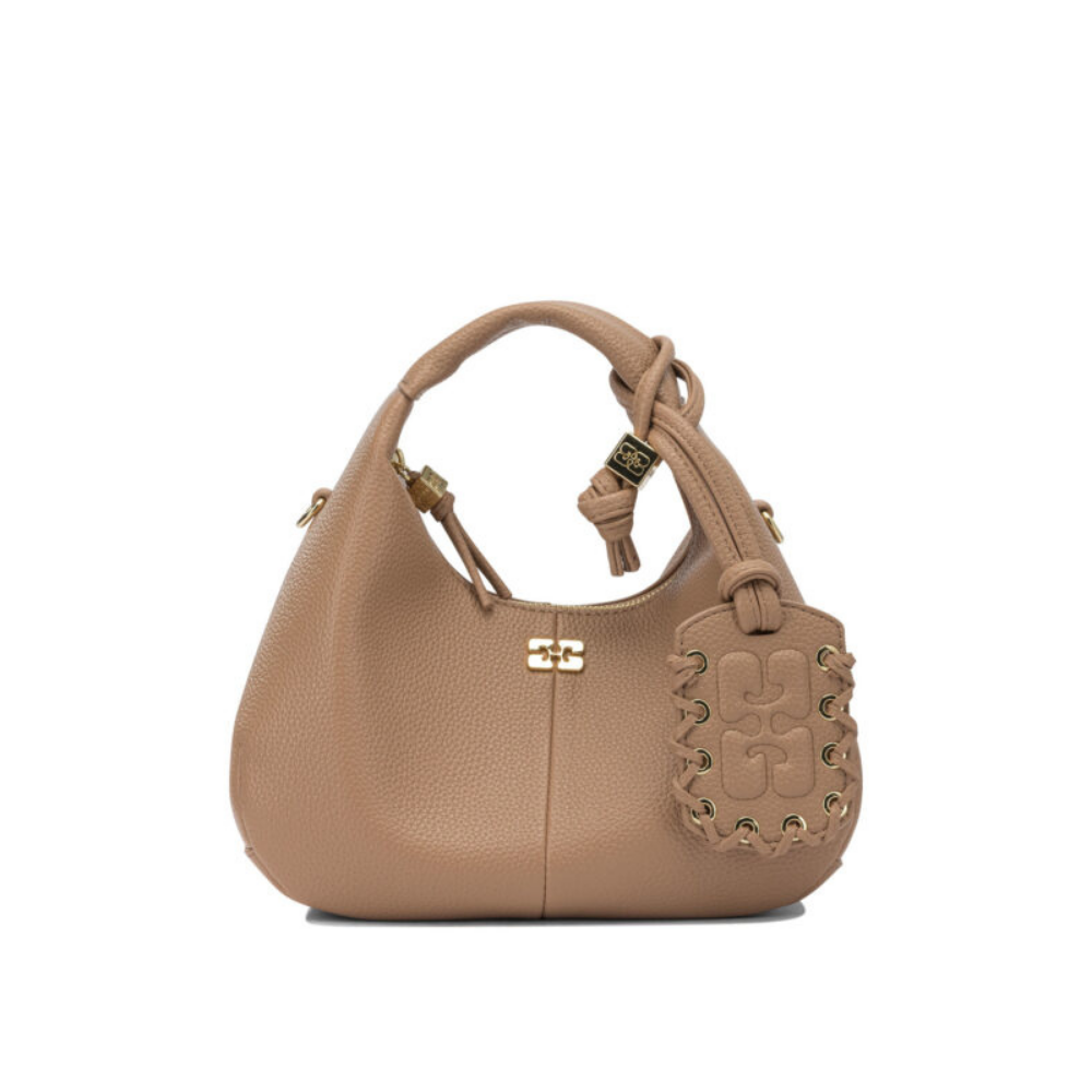 Design sans titre (8) GANNI sac à main Hobo marron – Image 1
