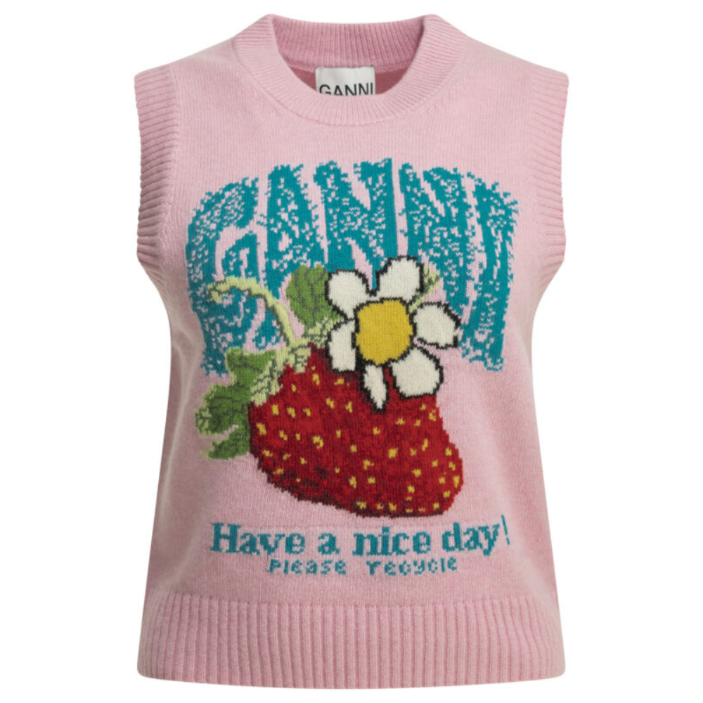 Sans titre (1000 x 1000 px) (88) GANNI débardeur en laine femme rose – Image 1