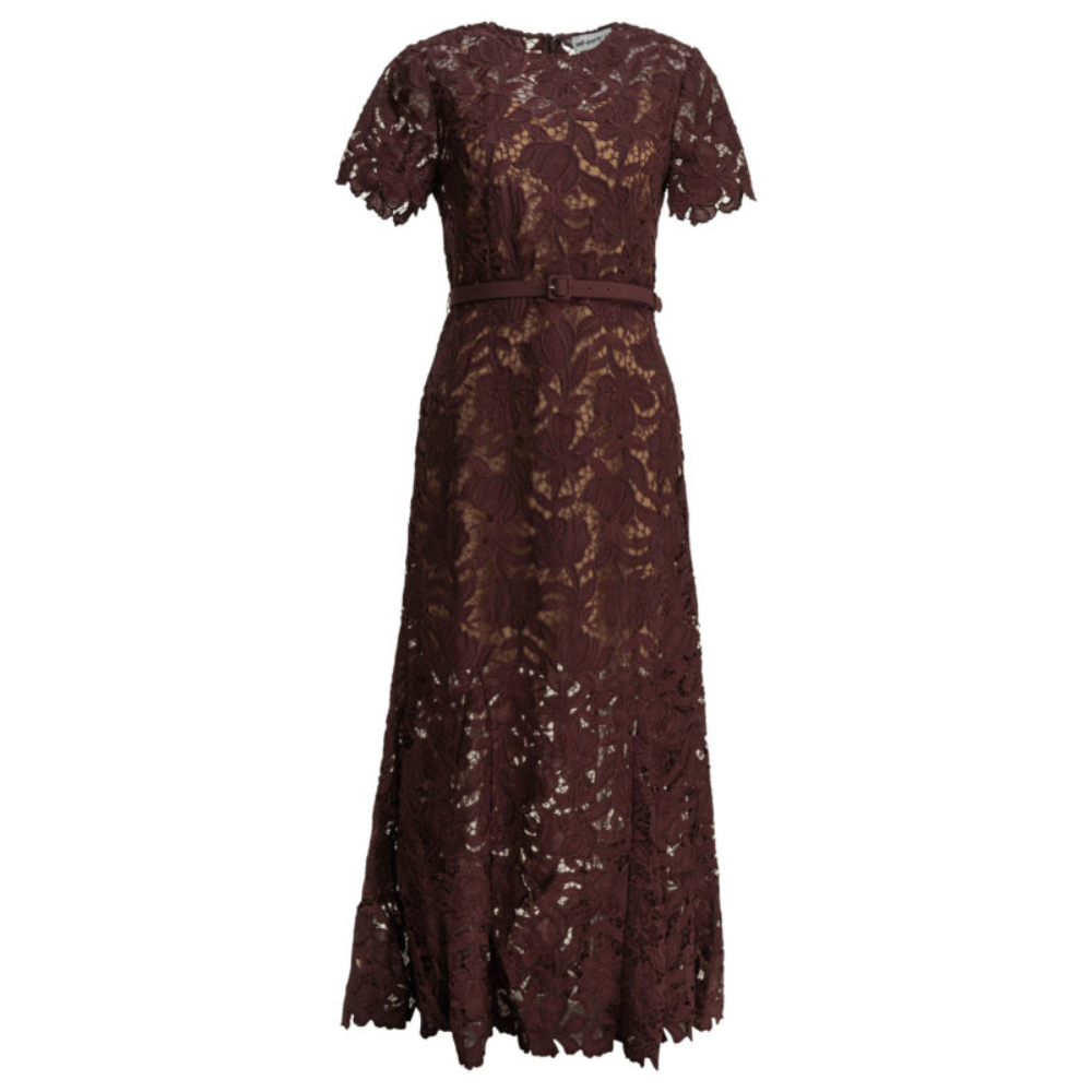 Sans titre (1000 x 1000 px) (91) SELF-PORTRAIT robe en dentelle femme bordeaux – Image 1