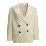 BRUNELLO CUCINELLI blazer en viscose et lin femme blanc