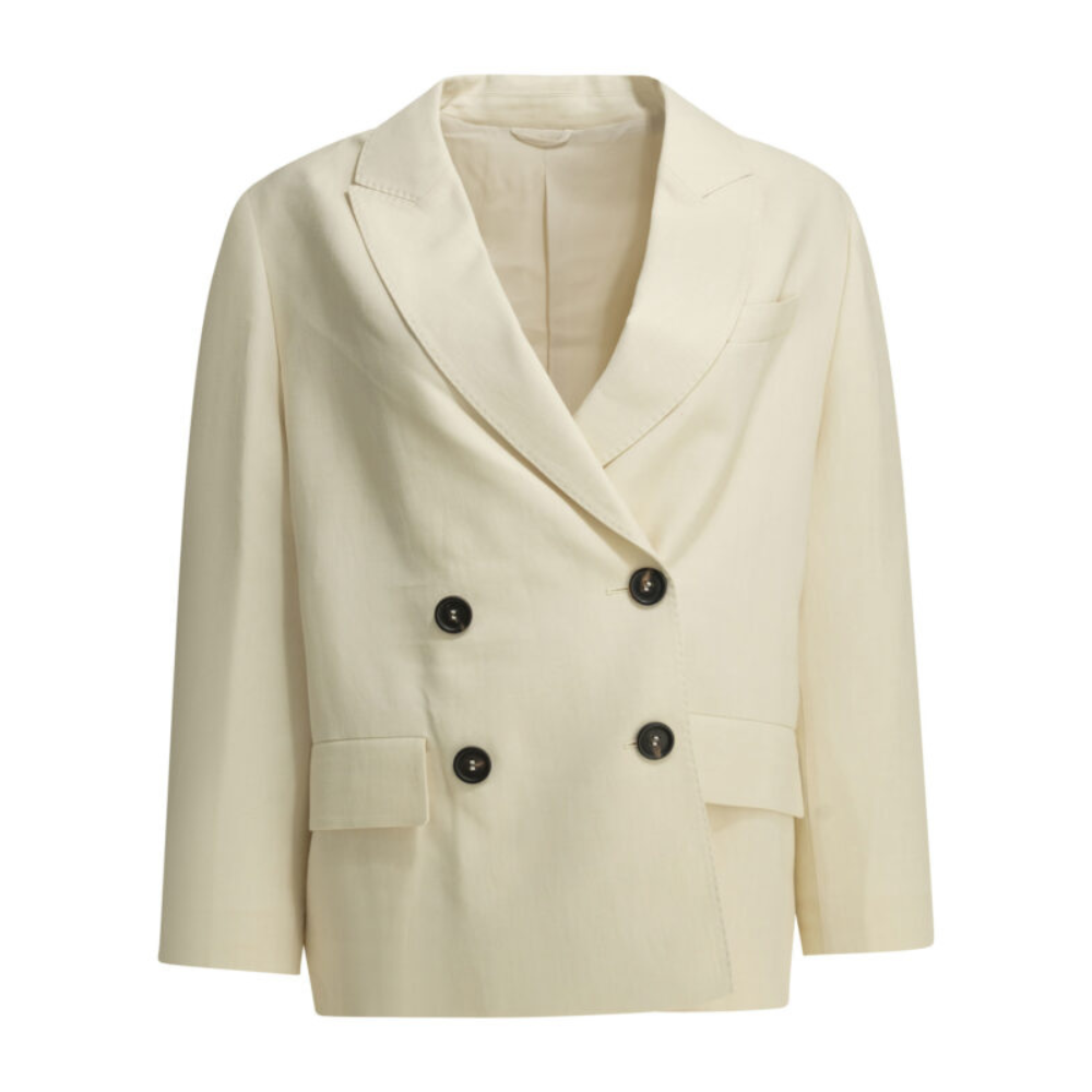 Sans titre (1000 x 1000 px) (92) BRUNELLO CUCINELLI blazer en viscose et lin femme blanc – Image 1
