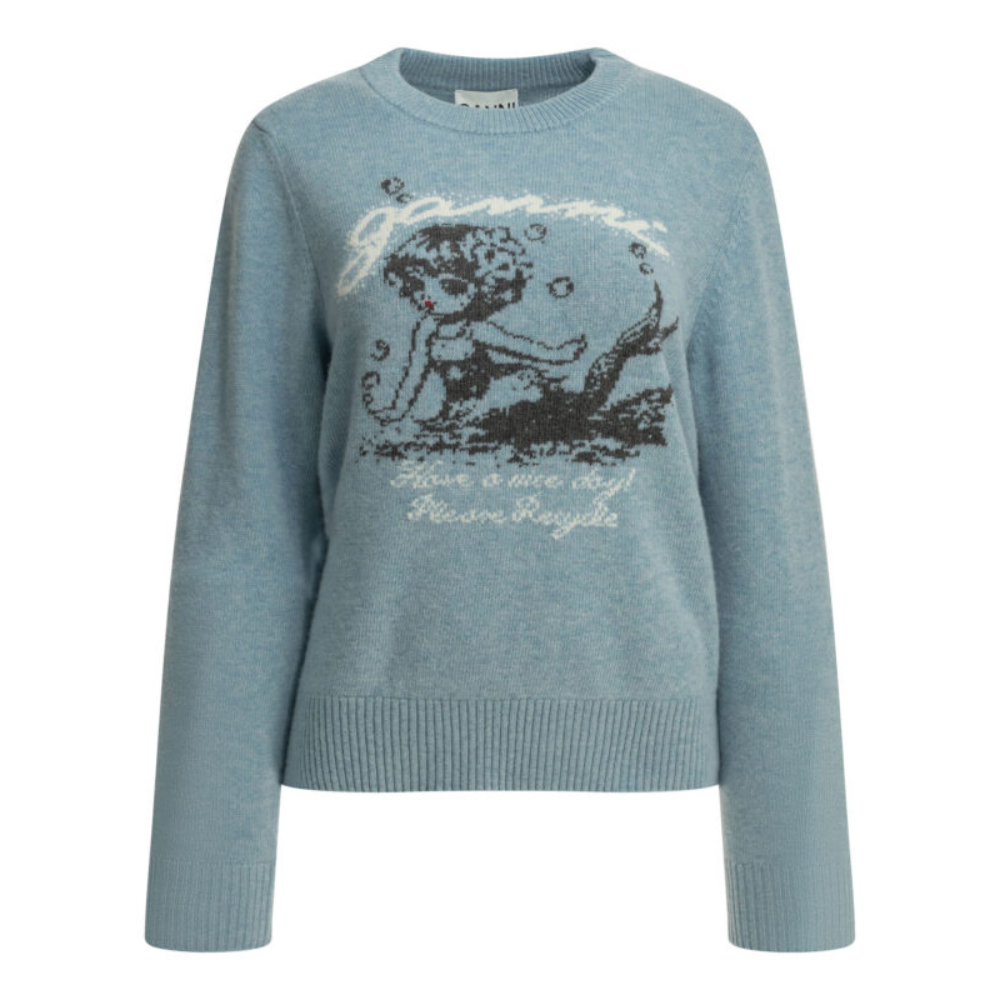 Sans titre (1000 x 1000 px) (95) GANNI pull en laine femme bleu clair – Image 1