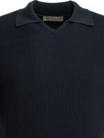 BRUNELLO CUCINELLI polo en lin et coton en maille homme bleu – Image 3