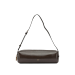 KHAITE sac à épaule moyen en cuir verni femme marron