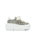 CASADEI baskets en tissu et cuir femme blanches