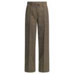 BURBERRY pantalon en de laine et lin femme marron