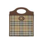 BURBERRY sac à main en coton et cuir femme beige