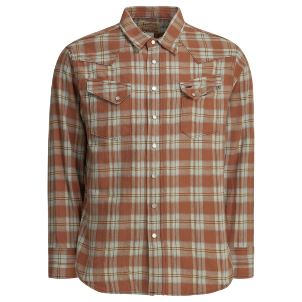 Sans titre (1000 x 1000 px) - 2026-07-16T210945.734 SUGAR CANE chemise à carreaux en coton homme orange – Image 1