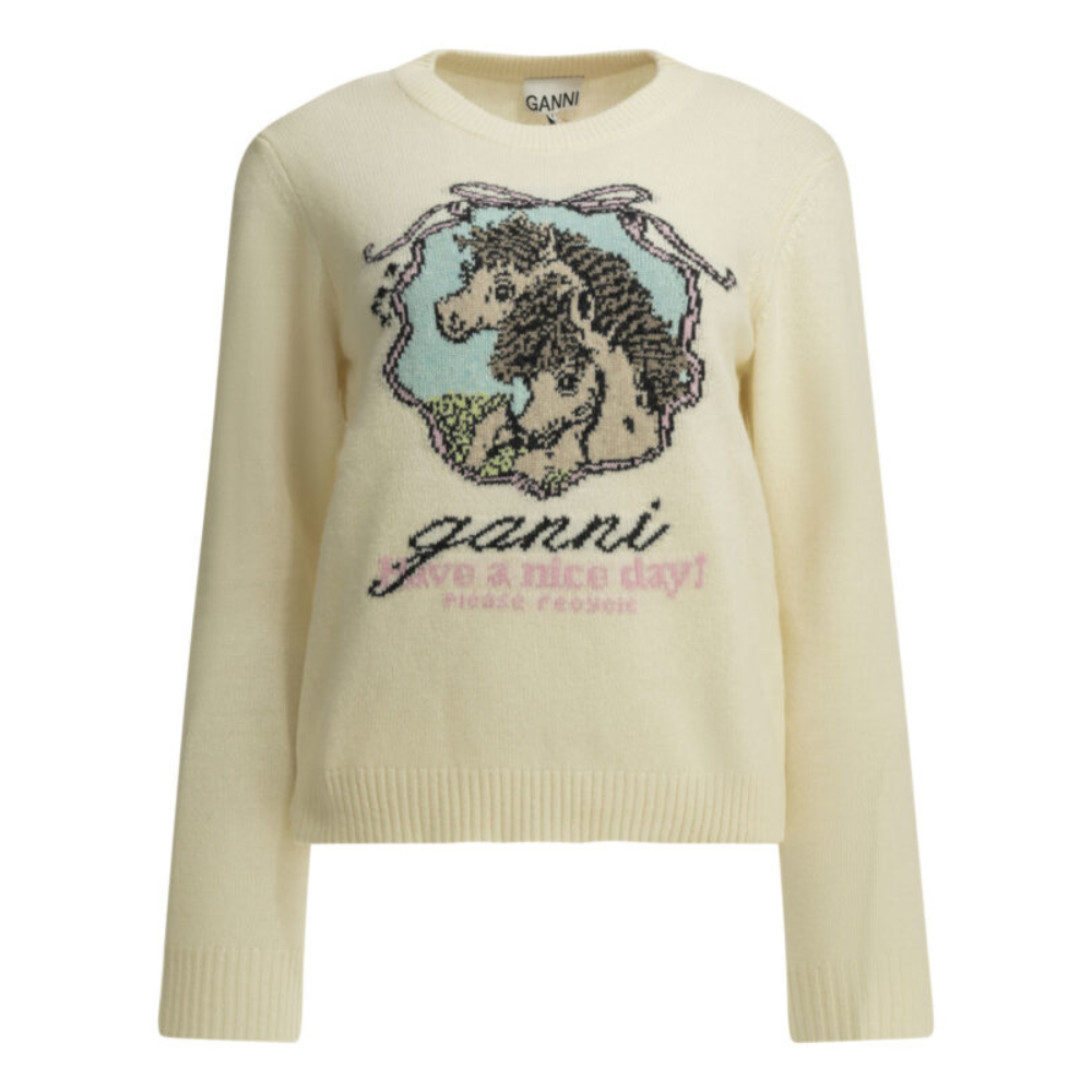 Sans titre (1000 x 1000 px) (72) GANNI pull col en maille femme blanc – Image 1