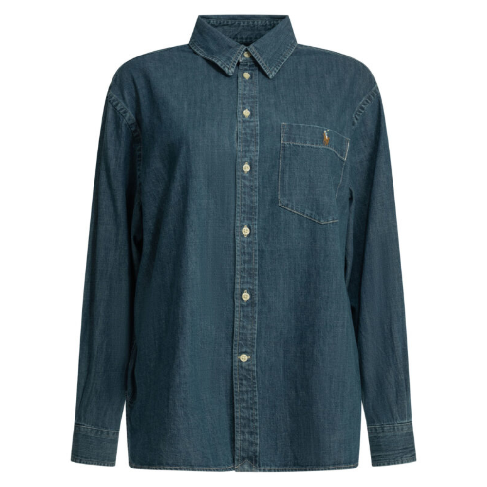 Sans titre (1000 x 1000 px) (75) POLO RALPH LAUREN chemise oversize en coton femme bleue – Image 1
