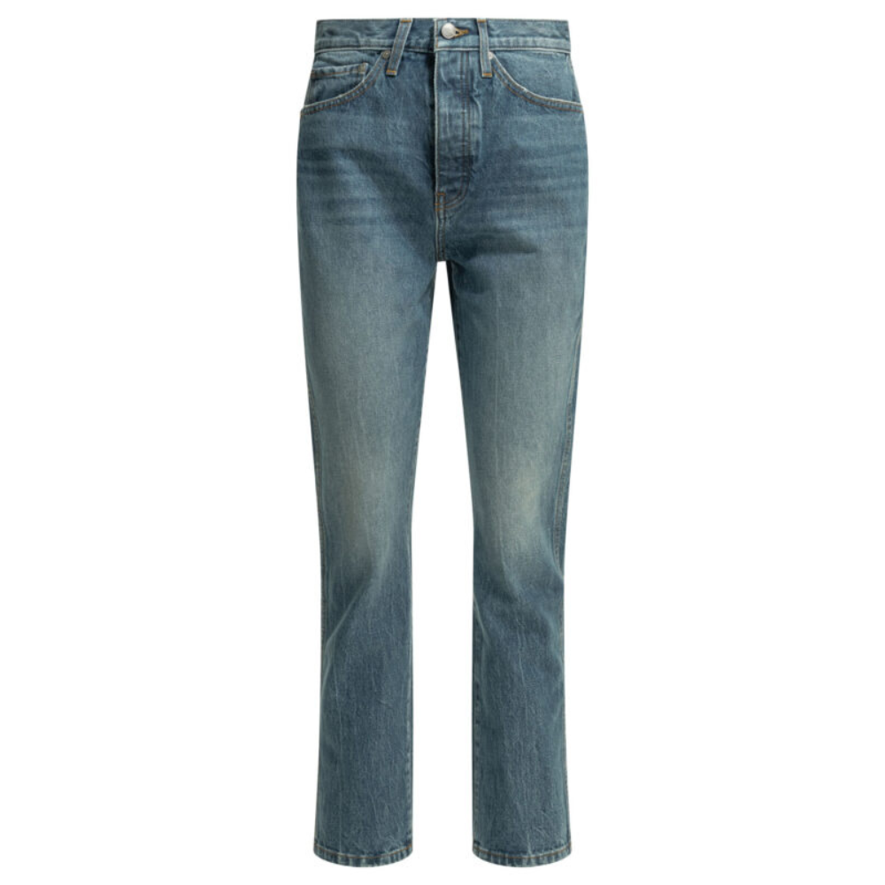 Sans titre (1000 x 1000 px) (81) KHAITE jean droit en coton femme bleu clair – Image 1