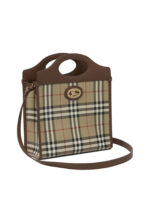 BURBERRY sac à main en coton et cuir femme beige – Image 2