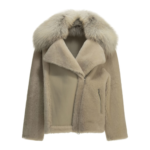 BLANCHA veste en cuir femme beige