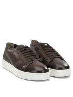 SANTONI baskets en cuir homme marron – Image 2