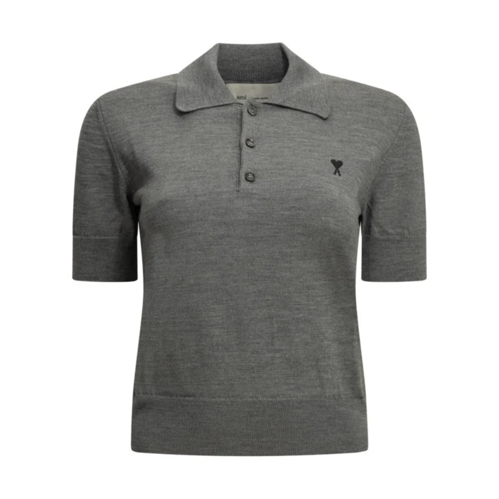 Sans titre (1000 x 1000 px) - 2026-09-07T170458.053 AMI PARIS polo en laine femme gris – Image 1