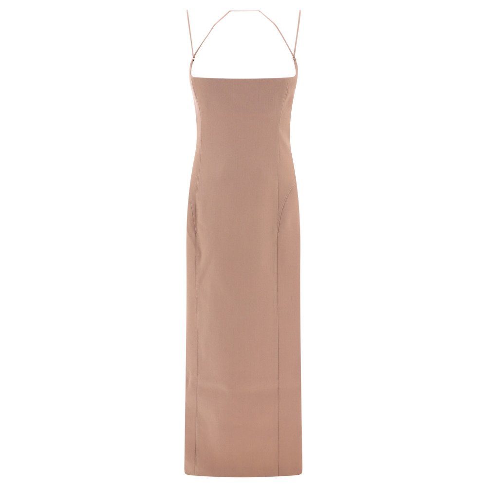 S24-the20attico-241WCM106W046198 THE ATTICO Robe Midi Beige Femme – Image 1