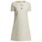 VALENTINO Robe courte laine Blanc Femme