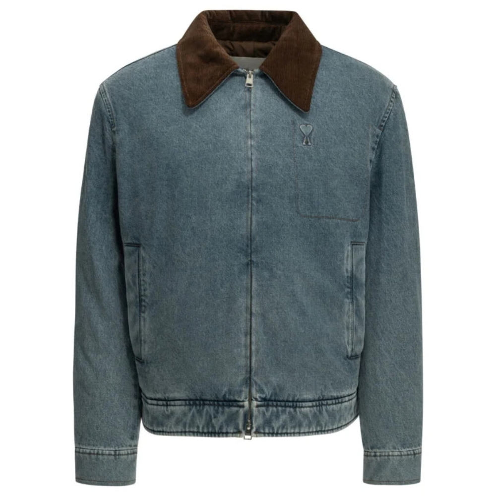 Sans titre (1000 x 1000 px) (96) AMI PARIS veste en coton homme bleu – Image 1