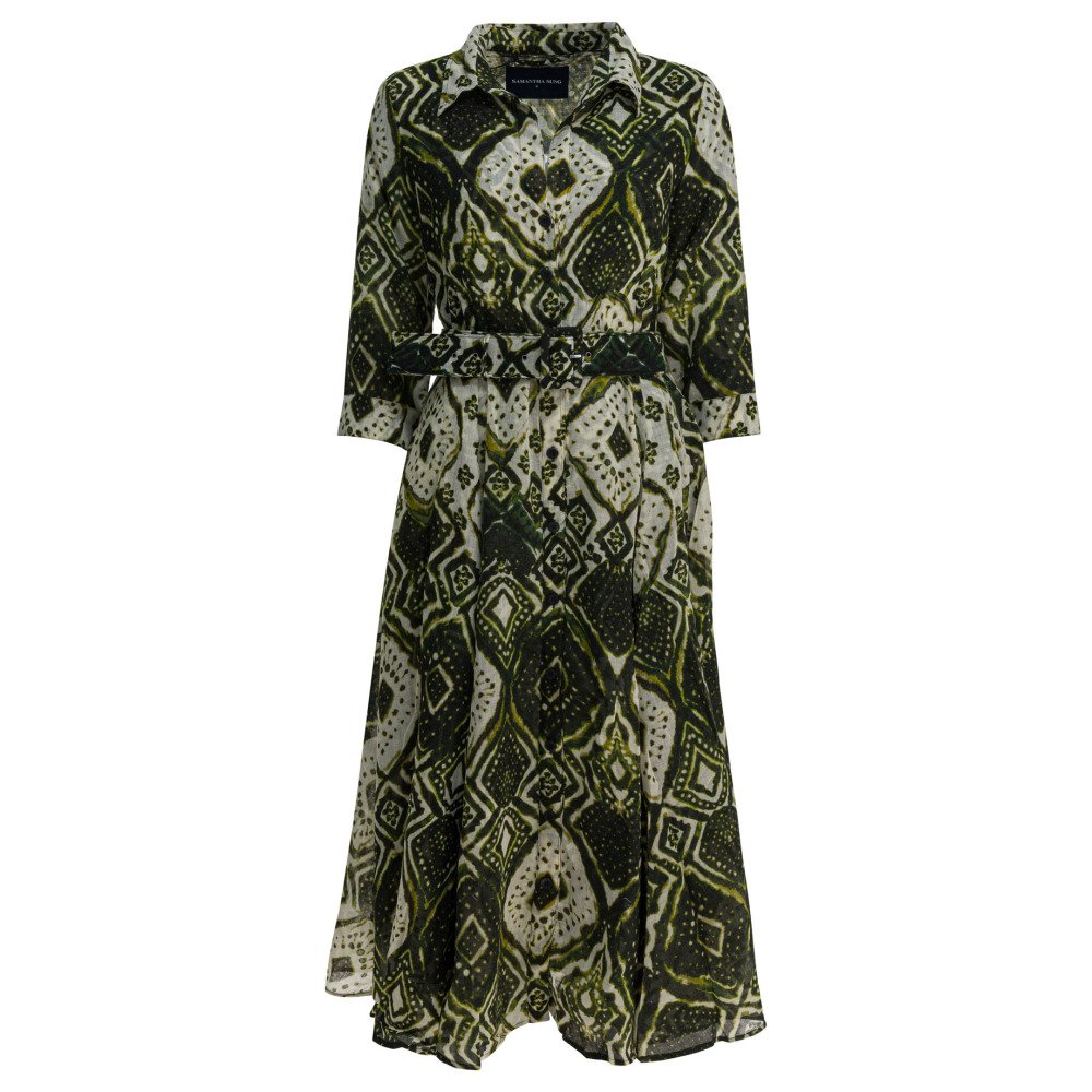 W25-samantha20sung-ASTER20TIE20DYE20MALDIVES20IVORY20OLIVE20GREEN SAMANTHA SUNG Robe Vert – Image 1