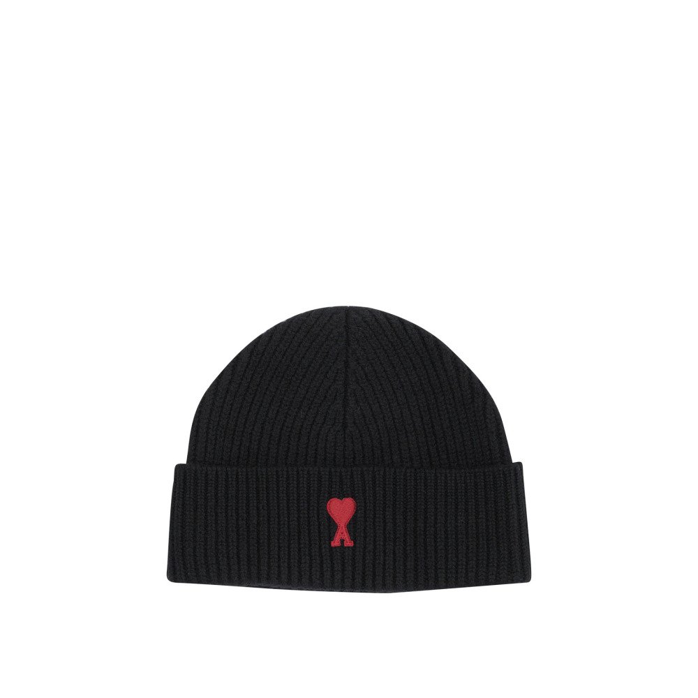 W26-ami20paris-BFUHA116018009-1 AMI PARIS Bonnet Merino Noir Homme – Image 1