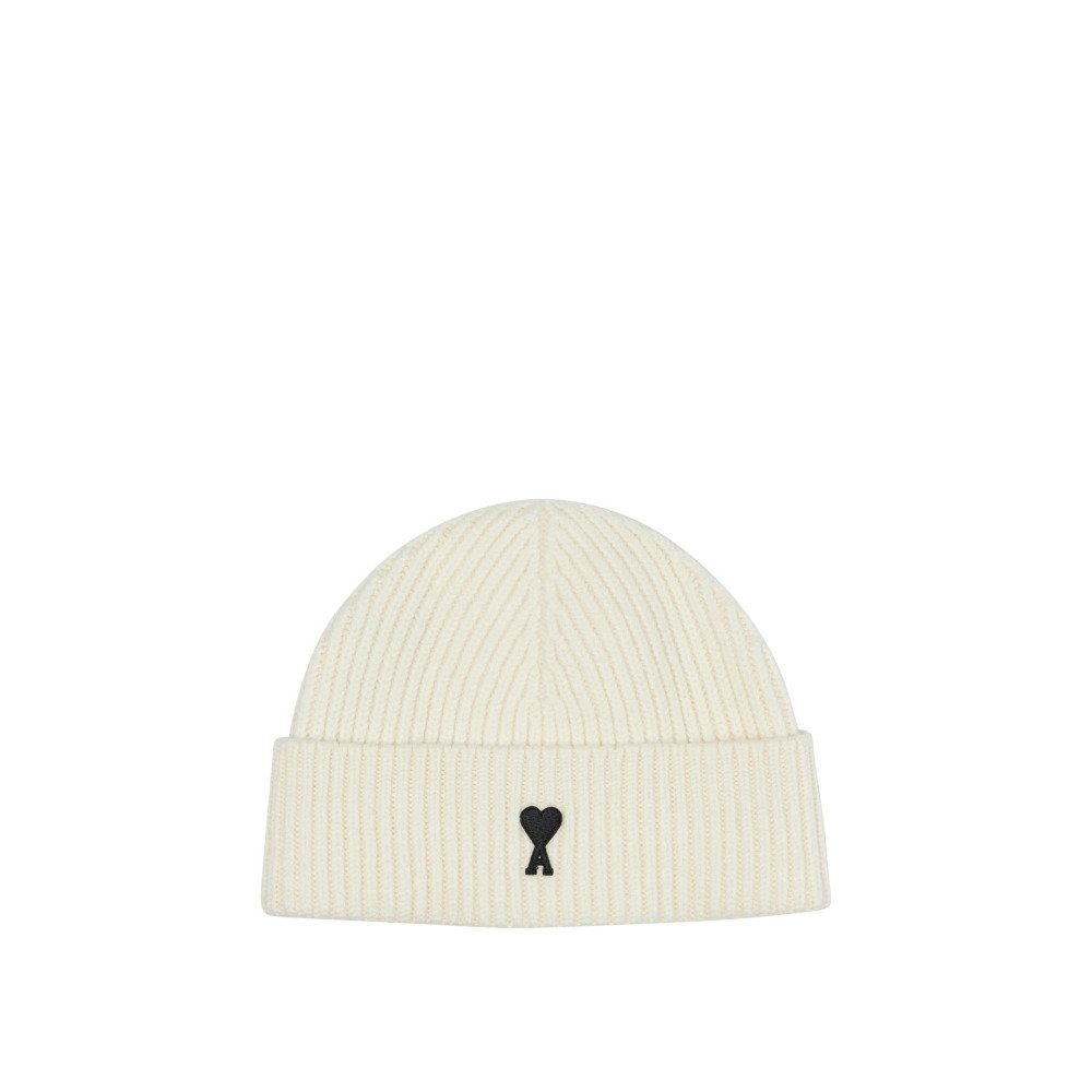 W26-ami20paris-UBO006018151 AMI PARIS Bonnet Ami de Coeur Blanc Homme – Image 1