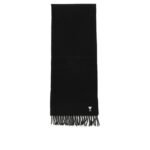 AMI PARIS Écharpe Ami de Coeur à franges Noir Homme
