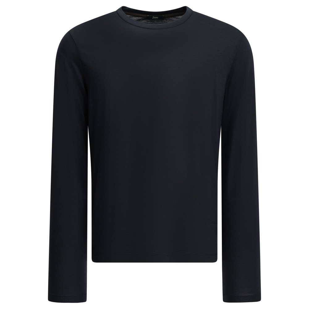 W26-herno-JG000290U520689200 HERNO T-shirt col rond Laine Bleu Homme – Image 1