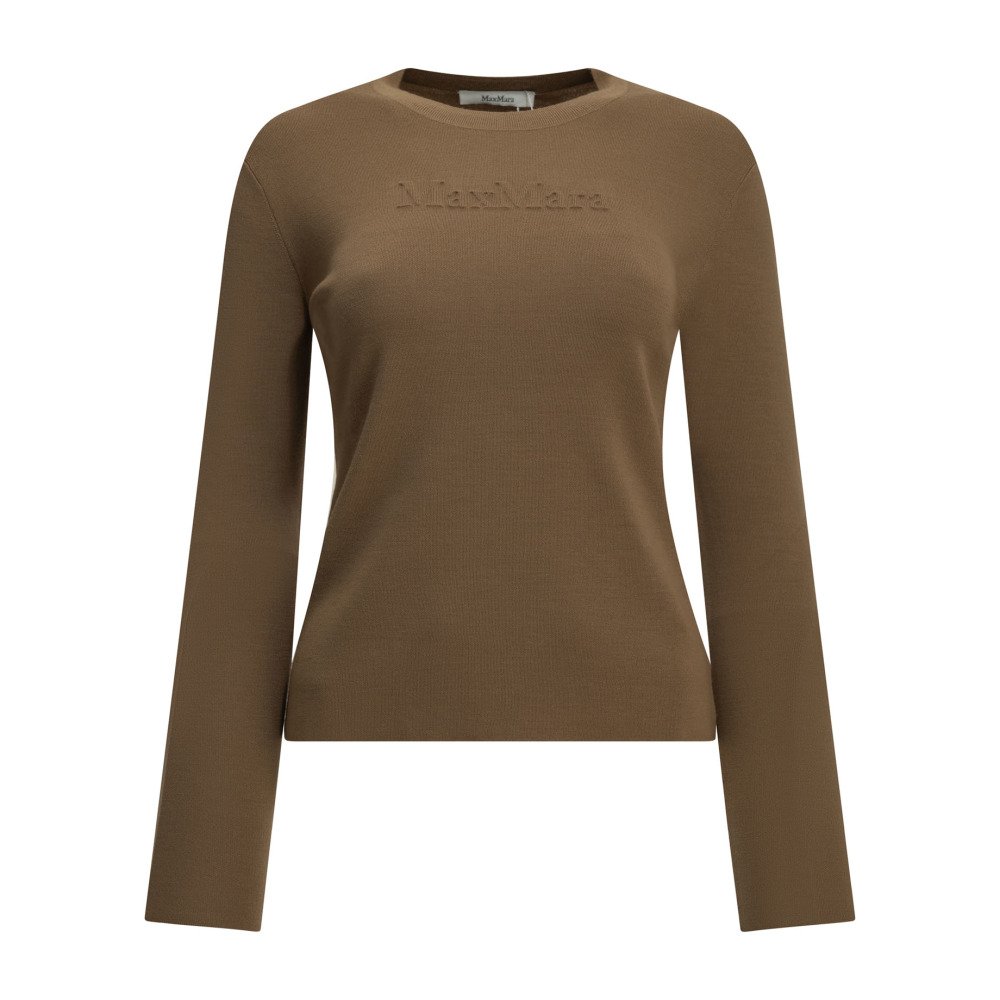 W26-max20mara-2621366082600MXMMANTO002 MAX MARA Pull col rond Laine Marron Femme – Image 1