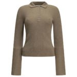 MAX MARA Pull Polo Cachemire Beige Femme