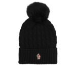 MONCLER GRENOBLE Bonnet Wool Logo Noir Femme