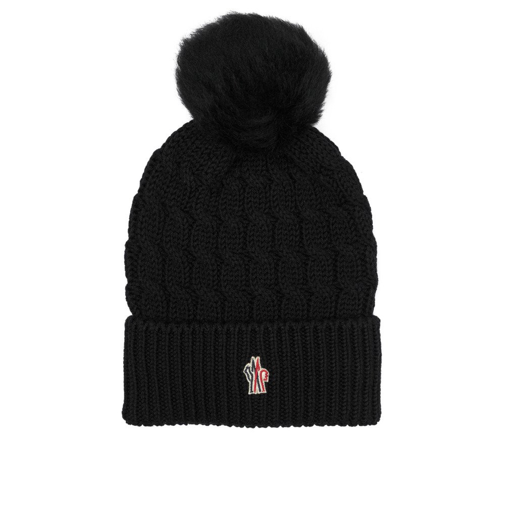 W26-moncler20grenoble-3B00001-D-0402A999 MONCLER GRENOBLE Bonnet Wool Logo Noir Femme – Image 1