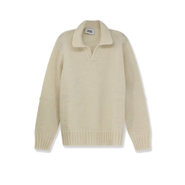 Alpha Studio Wool blend ribbed collar sweater