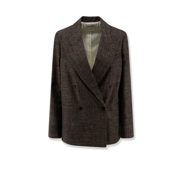 Alysi Double-breasted wool and linen blend blazer