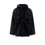 Balenciaga Black denim jacket with embroidered logo on the front