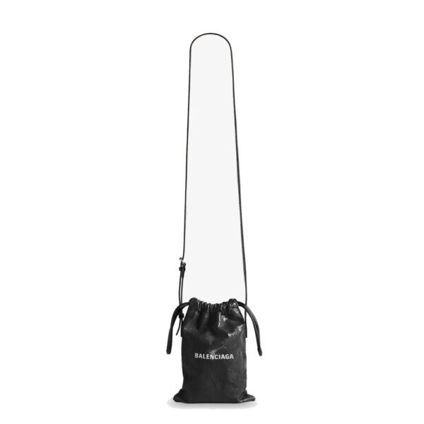 Balenciaga Leather Shopper Phone Holder with lettering logo on the front