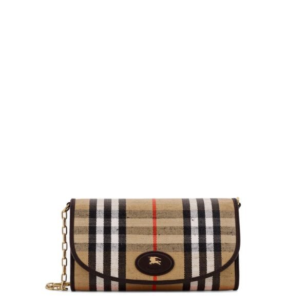Burberry Coated canvas crossbody bag with check pattern