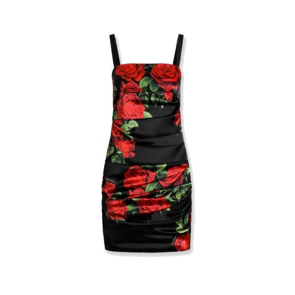 Dolce & Gabbana Short satin dress with rose print