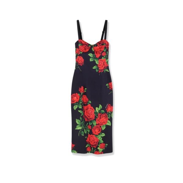 Dolce & Gabbana Stretch silk dress with iconic Rose print