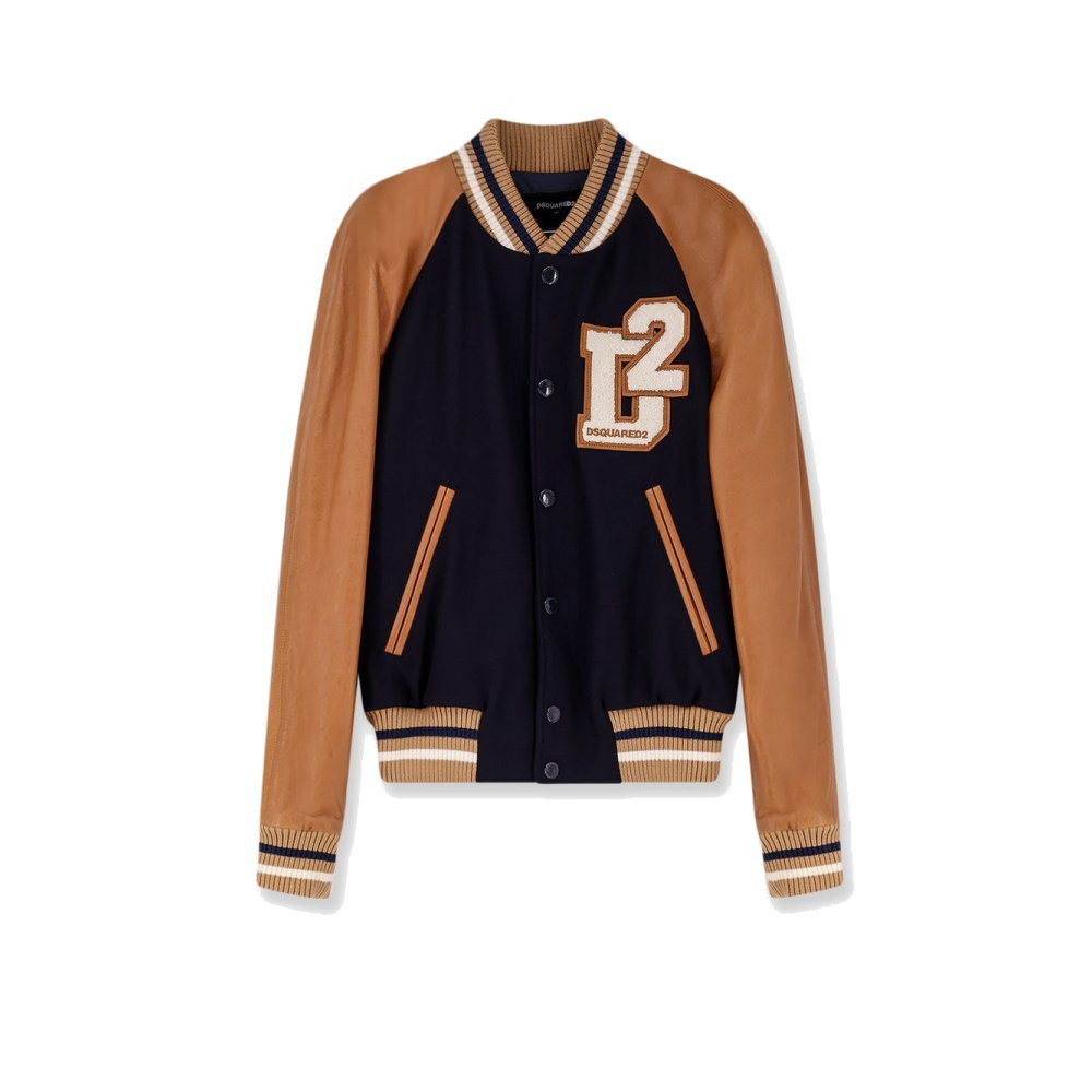 Dsquared2 D2 Varsity wool and leather bomber Dsquared2 D2 Varsity wool and leather bomber