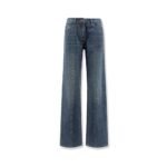 Elisabetta Franchi Blue denim jeans with all-over crystals
