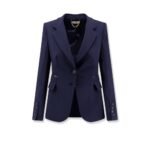 Elisabetta Franchi Slim fit blazer with gold logo clamps