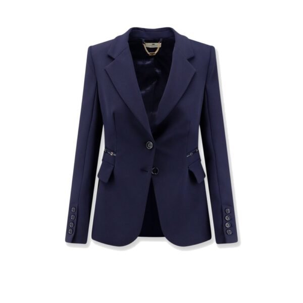 Elisabetta Franchi Slim fit blazer with gold logo clamps