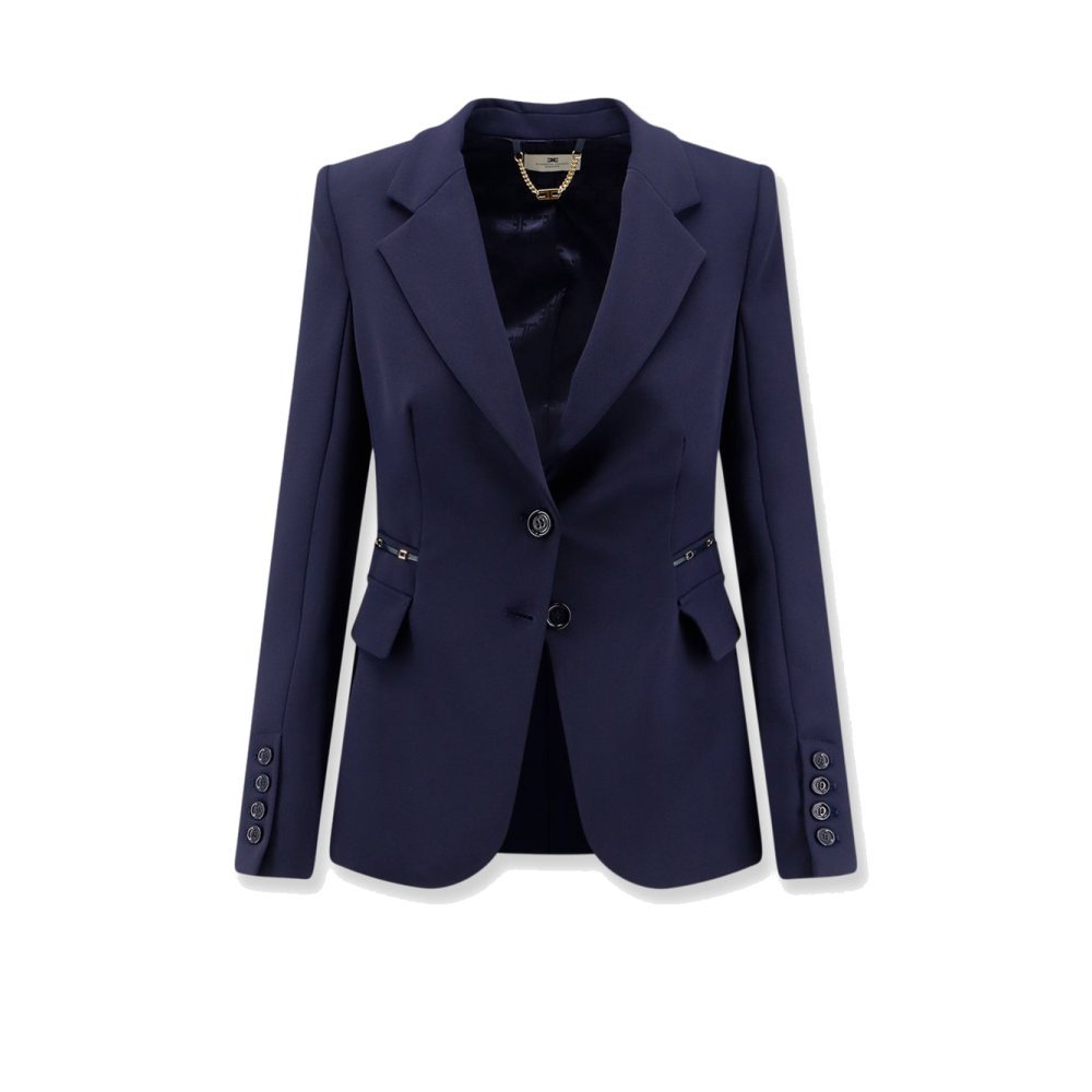Elisabetta Franchi Slim fit blazer with gold logo clamps Elisabetta Franchi Slim fit blazer with gold logo clamps