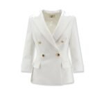 Elisabetta Franchi Stretch fabric blazer with logo cufflinks