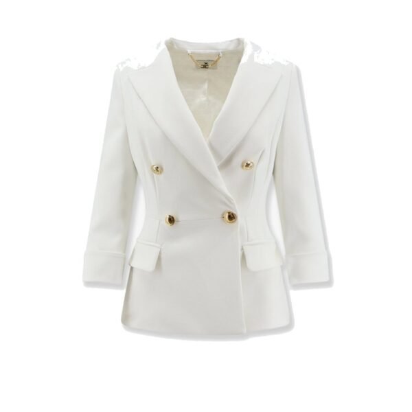 Elisabetta Franchi Stretch fabric blazer with logo cufflinks