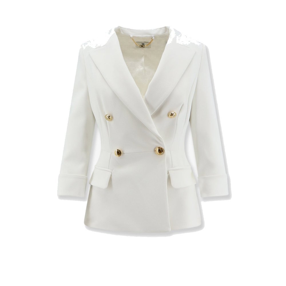 Elisabetta Franchi Stretch fabric blazer with logo cufflinks Elisabetta Franchi Stretch fabric blazer with logo cufflinks