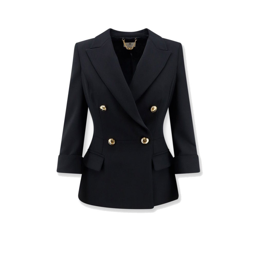 Elisabetta Franchi Stretch fabric blazer with logoed cufflinks Elisabetta Franchi Stretch fabric blazer with logoed cufflinks
