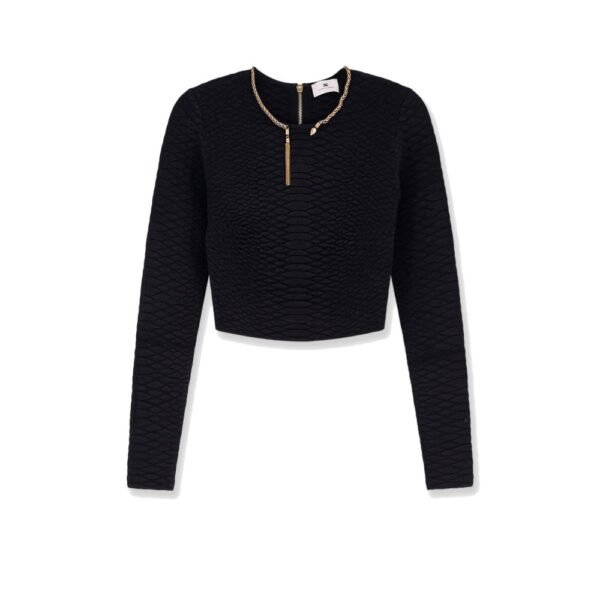 Elisabetta Franchi Tricot Sweater with snake metal choker