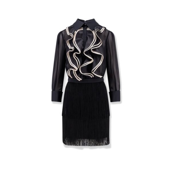 Elisabetta Franchi Viscose dress with ruffles and fringe