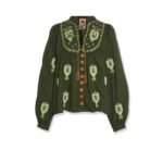 Farm Rio Embroidered puff sleeve lenzing™ ecovero™ euroflax™ shirt